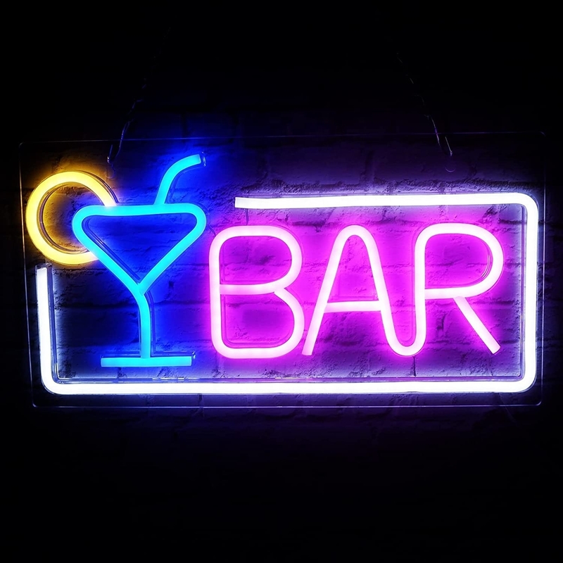 Luz de neon LED apagável para decoração de parede do bar doméstico Sinais de neon da barra alimentados por USB