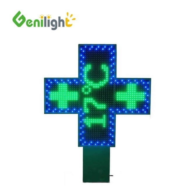 Configuração de pixels 1G Dimensão personalizada Farmácia a cores LED Cross Sign com RGB