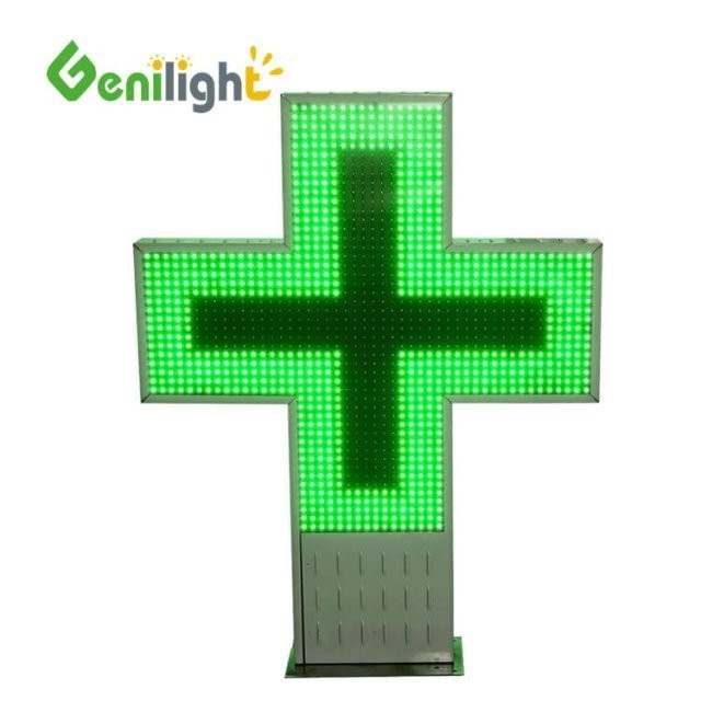 P16 P20 Pixéis 3D LED Farmácia Cross Display Sign com RS232 RF Comunicação de Controle