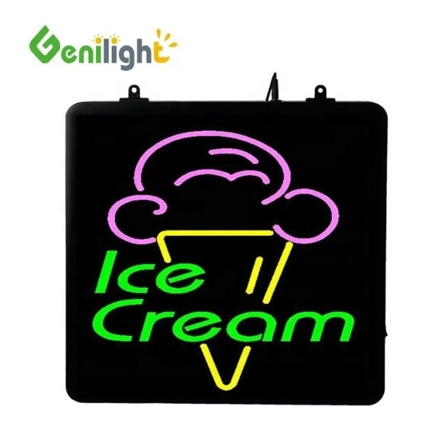 Rectangular gelado LED sinal de néon com ABS Open-Mold Out Frame Animation Iluminação