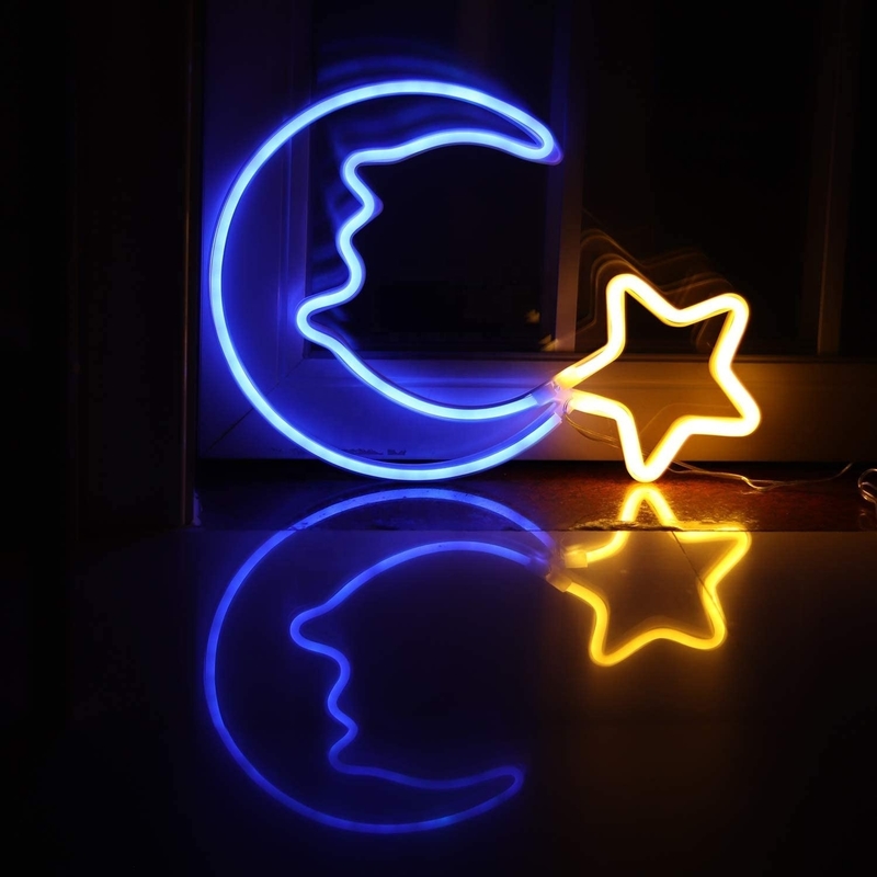 Luz de néon de estrela de lua LED para decoração de festival Duração de vida 50000 horas Consumo de energia 1