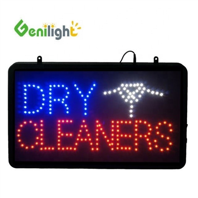 Poupança de energia Custom LED Open Sign Genilight Interior para Limpezas a Seco 3 modos de flash
