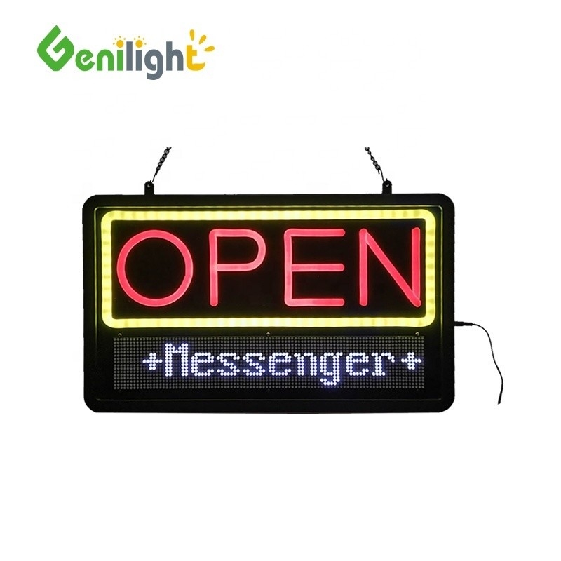 High Tech Tempered Glass LED Neon Sign para negócios Display elétrico brilhante programável