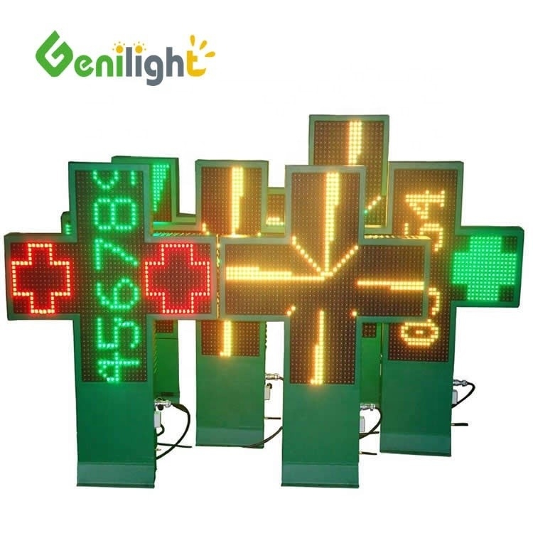 ODM Full Color LED Cross Pharmacy Sign com controle WIFI e configuração de 1G Pixel