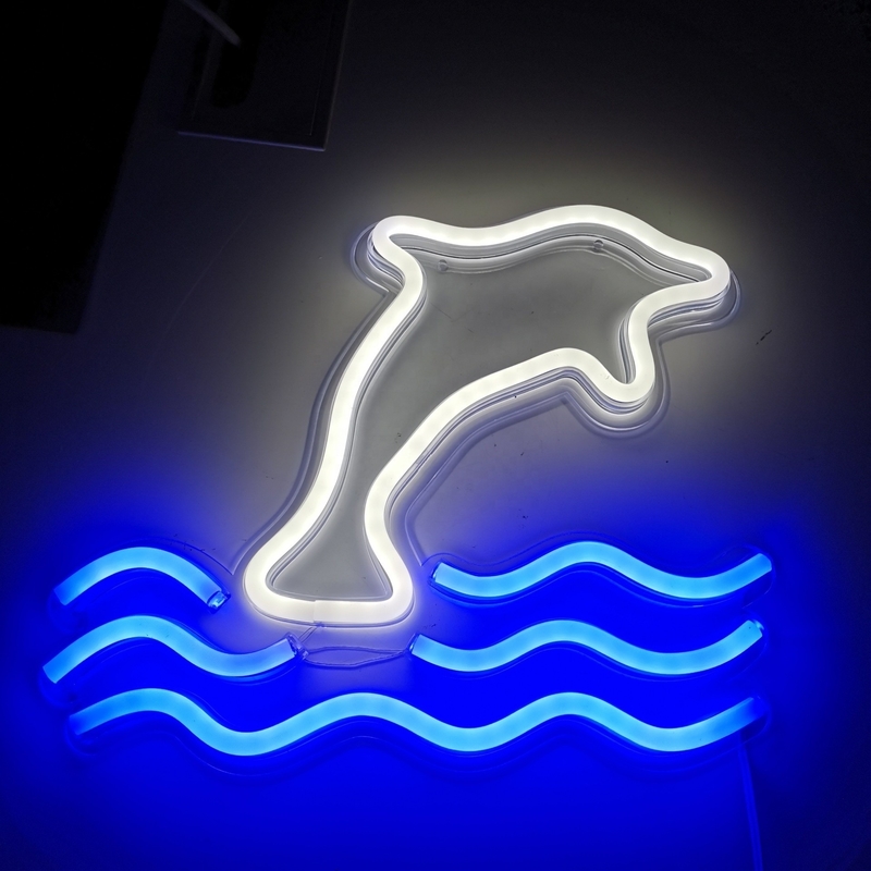 5V Large Dolphin Neon Light Sign Marquee Bateria USB Operado Mesa Led Light Decoração de parede
