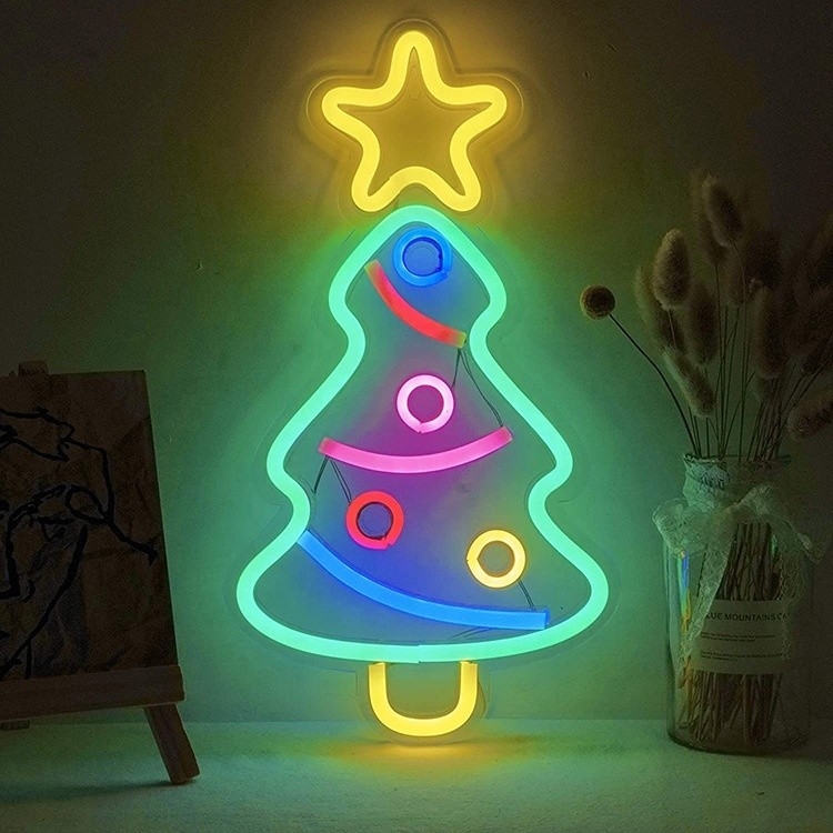 Árvore de Natal personalizada luz de sinal de neon para decorações de festa brilhante e festivo