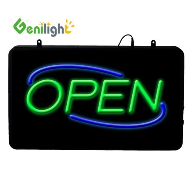Sinalização de loja aberta de LED multicolor brilhante atraente para promoção de vitrines de negócios