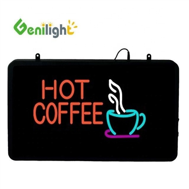 Consumo de energia Genilight 22*13 polegadas CE RoHS Indoor Hot Coffee LED Neon Sign para Coffee Bar