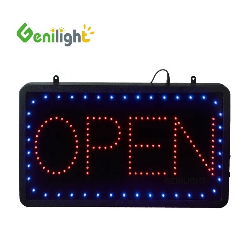 Painel de sinalização aberto de LED interior Tamanho 56*33 CE/Rohs Certificado Fornecimento de energia e cadeia pendurada