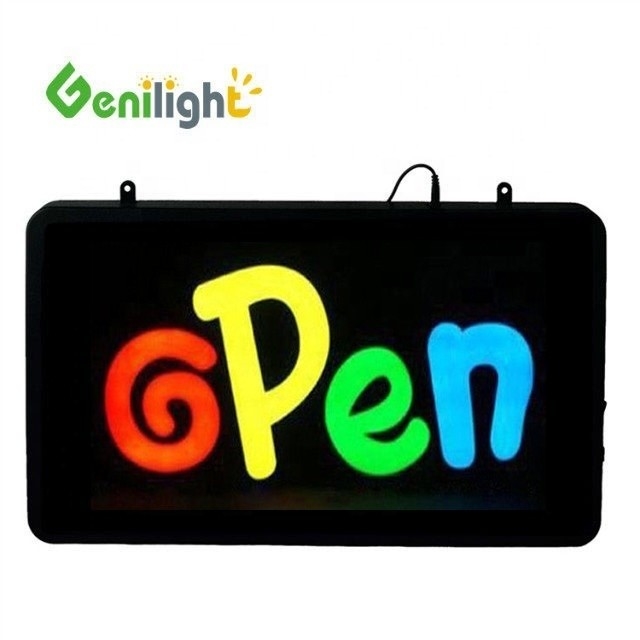Modo de animação flashing Genilight 56*33 cm Full Color LED Eletrônico Neon OPEN Sign