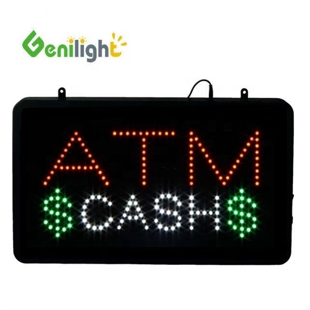 Profissional ABS Open-Mold Outframe LED ATM Cash Sign com CE RoHS Adaptador Hang Chain