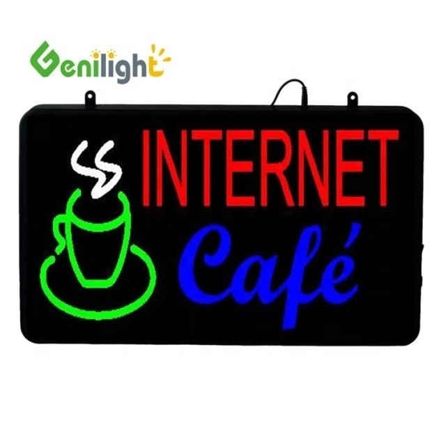 Função de exibição de animação DC 12V Indoor LED Cafe Neon Sign com ABS Open-Mold Outframe
