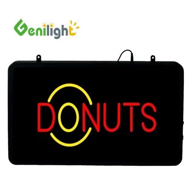 Genilight 56*33cm Eletrônico DC12V Donuts Animação LED sinal de neon para loja de sobremesas