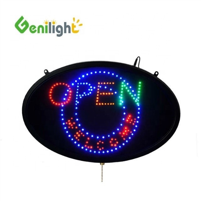 LED animado a cores abertas sinalização comercial para vitrine de loja