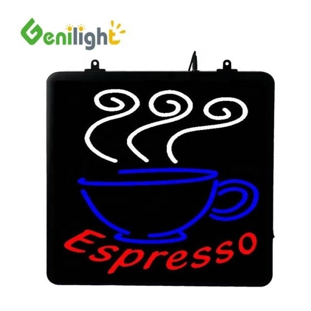 ABS Open-Mold Outframe Decoration Style Espresso Coffee Cup LED Neon Sign para o mercado