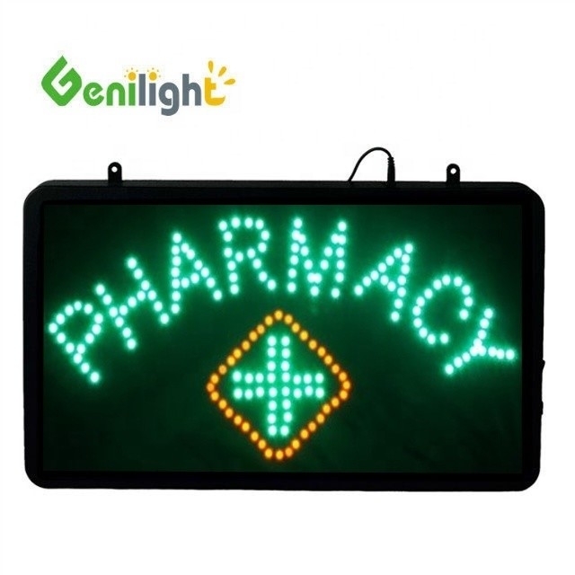 Genilight Indoor 56*33cm DC12V LED Open Sign Farmácia Programa Painel de Display LED Indoor