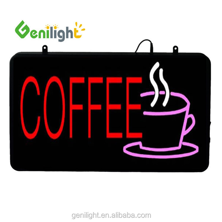 Painel de visualização brilhante 12V LED de néon sinal de café para instalação pendurada GLT-LSN5633-037